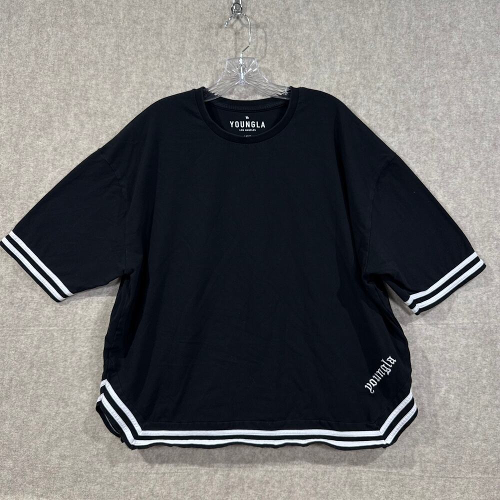 YoungLa Oversized Tee Black & White Trim Logo - Size Lg - Streetwear